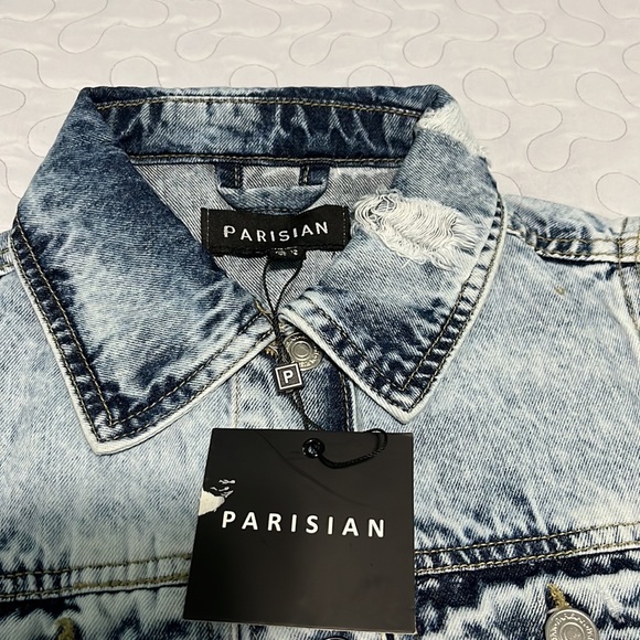 MID BLUE ACID PUFF SLEEVE WESTERN DENIM JACKET SZ 2 - Picture 5 of 11